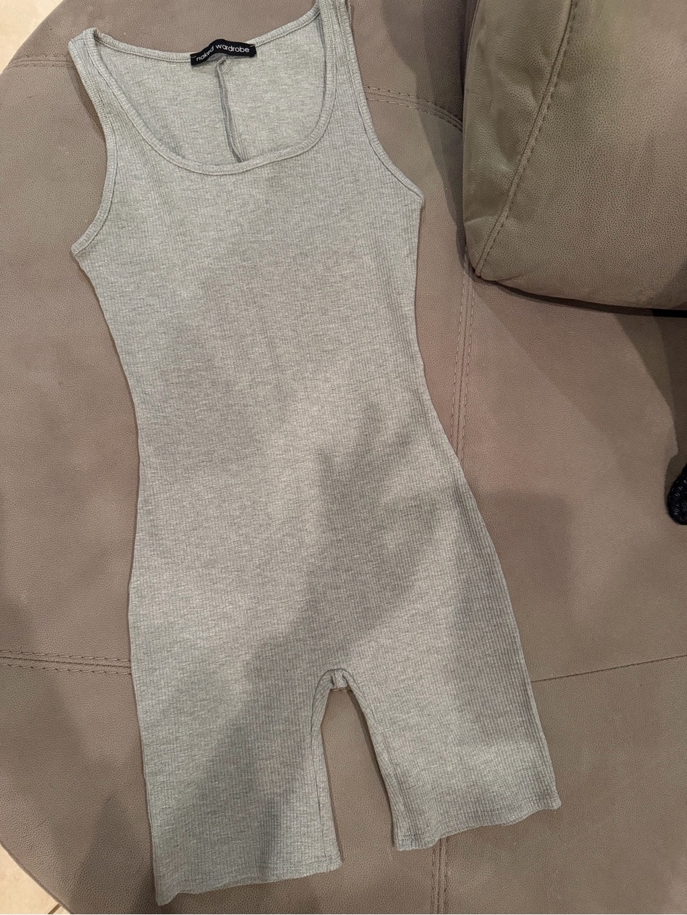 naked wardrobe Gray Ribbed Tank Romper